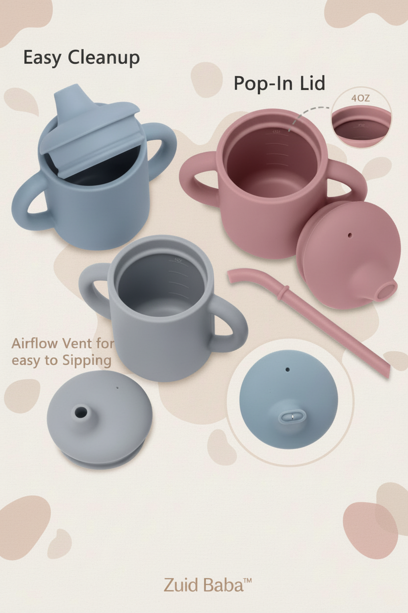 Zuid Baba 2-in-1 Sippy Cup - Feature Infographic 4oz/120ml