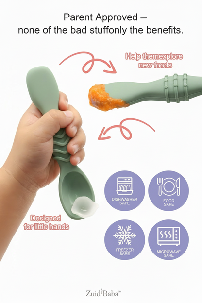 Zuid Baba Sensory Utensil Set - Benefits Infographic Purple